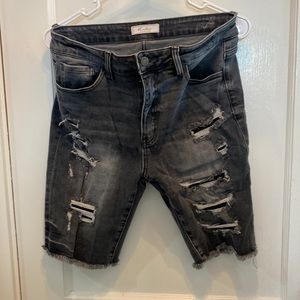 Kancan Signature High Rise Black Denim Shorts